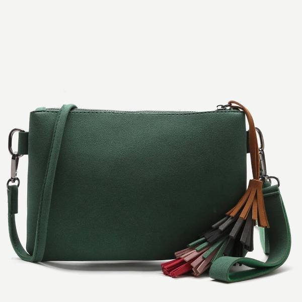 green clutch bag