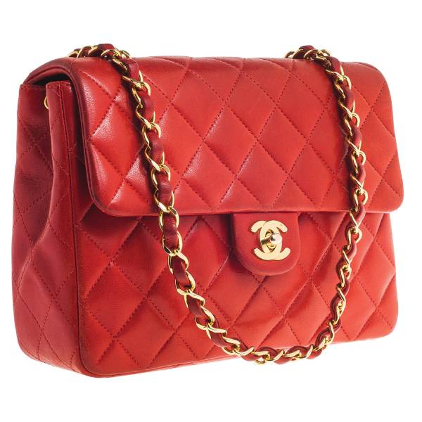 red clutch bag